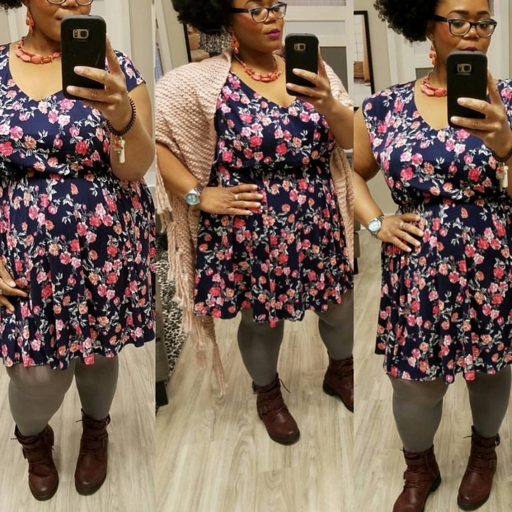 FLORAL PRINT CHALLIS SKATER DRESS